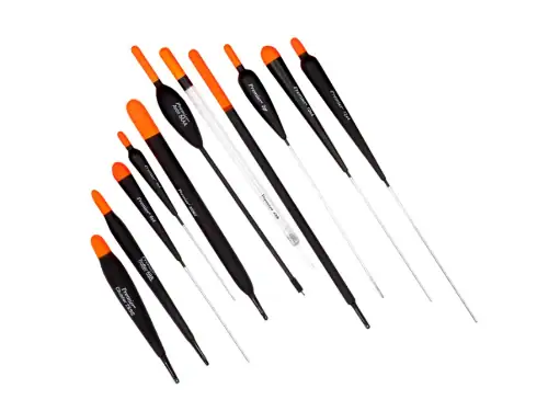 Selection of stick floats on white background